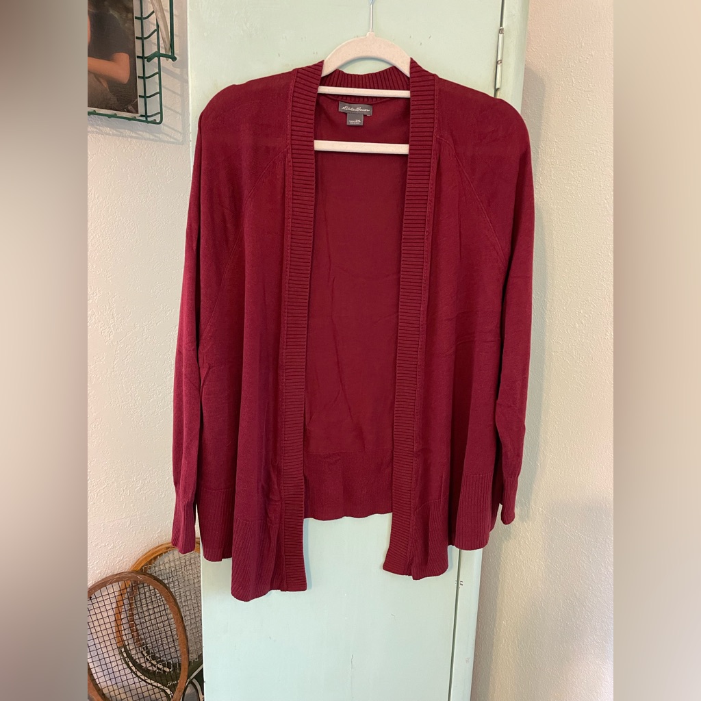 Eddie Bauer Cardigan Sweater, Maroon, Cranberry, Size 2 Xl